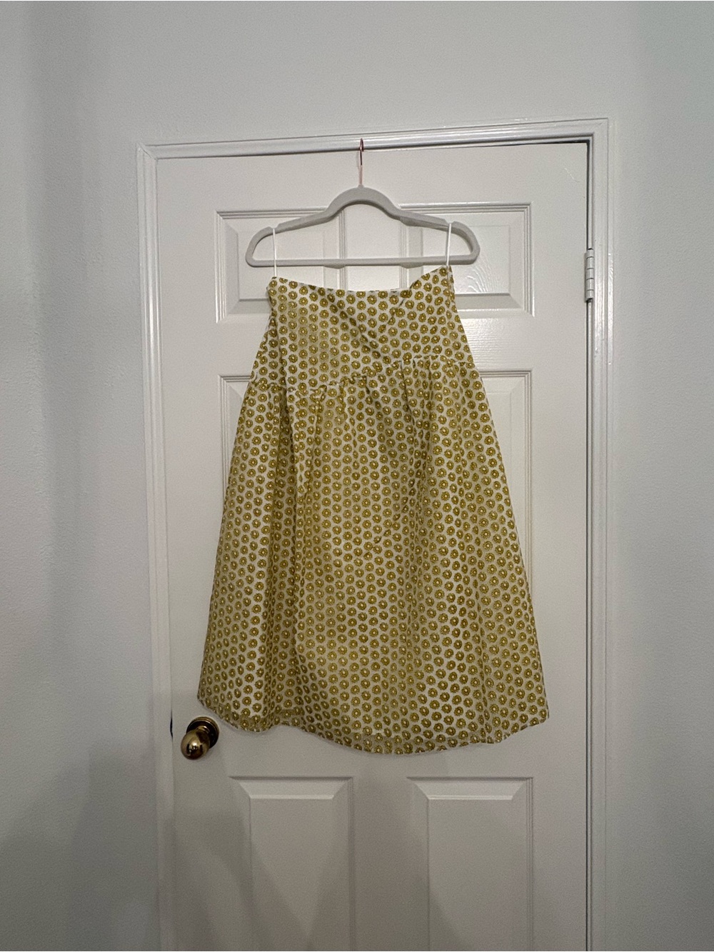 Topshop Yellow Floral A-Line Midi Skirt